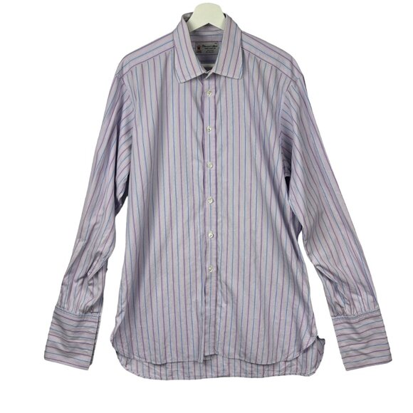 Turnbull & Asser‎ Dress Shirt Men 17 43 Exclusive Striped England Double Cuff - Picture 1 of 16